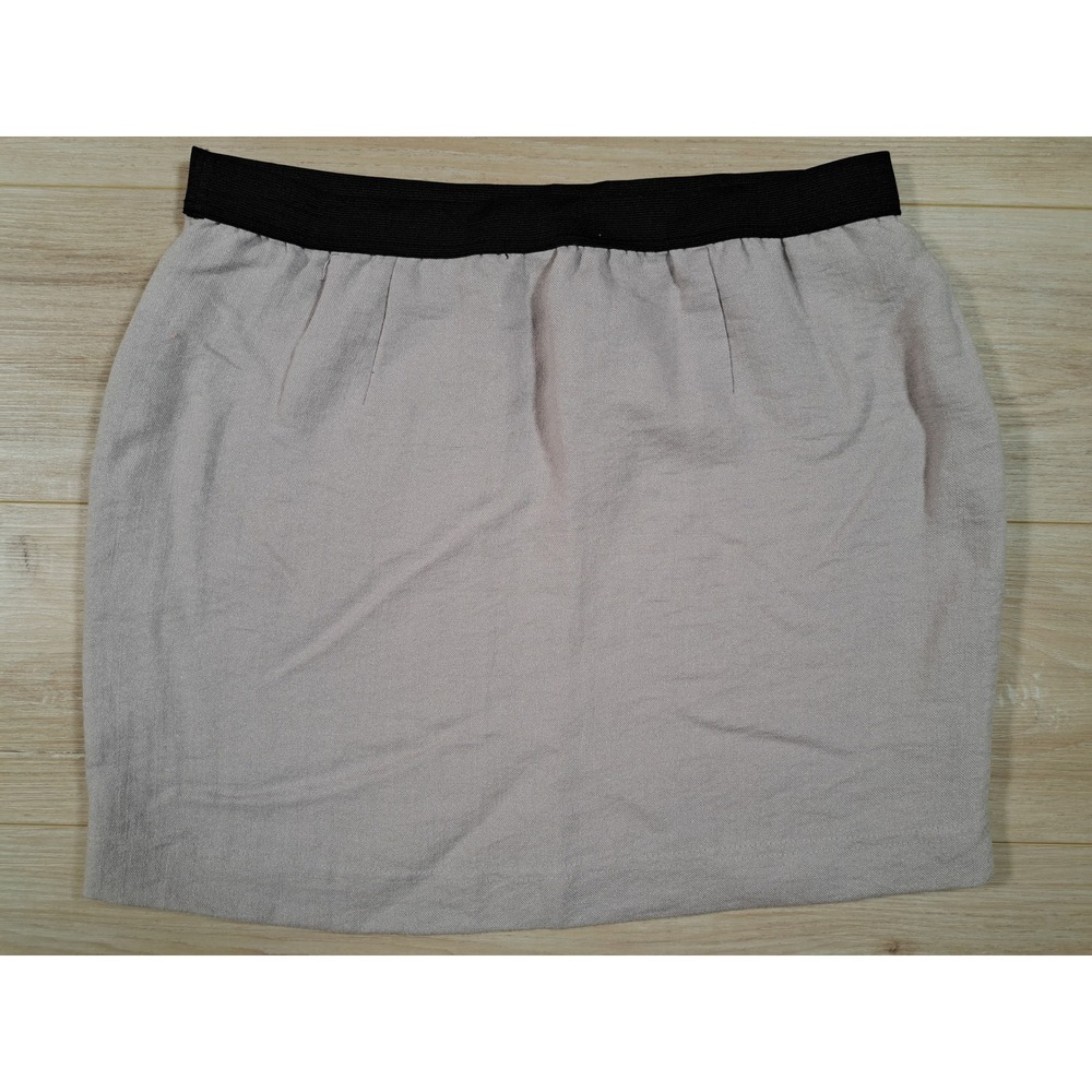 Love21 Forever 21 Taupe Pleated Mini Skirt Elastic Waist Size L Grey 10504119 - Picture 2 of 7
